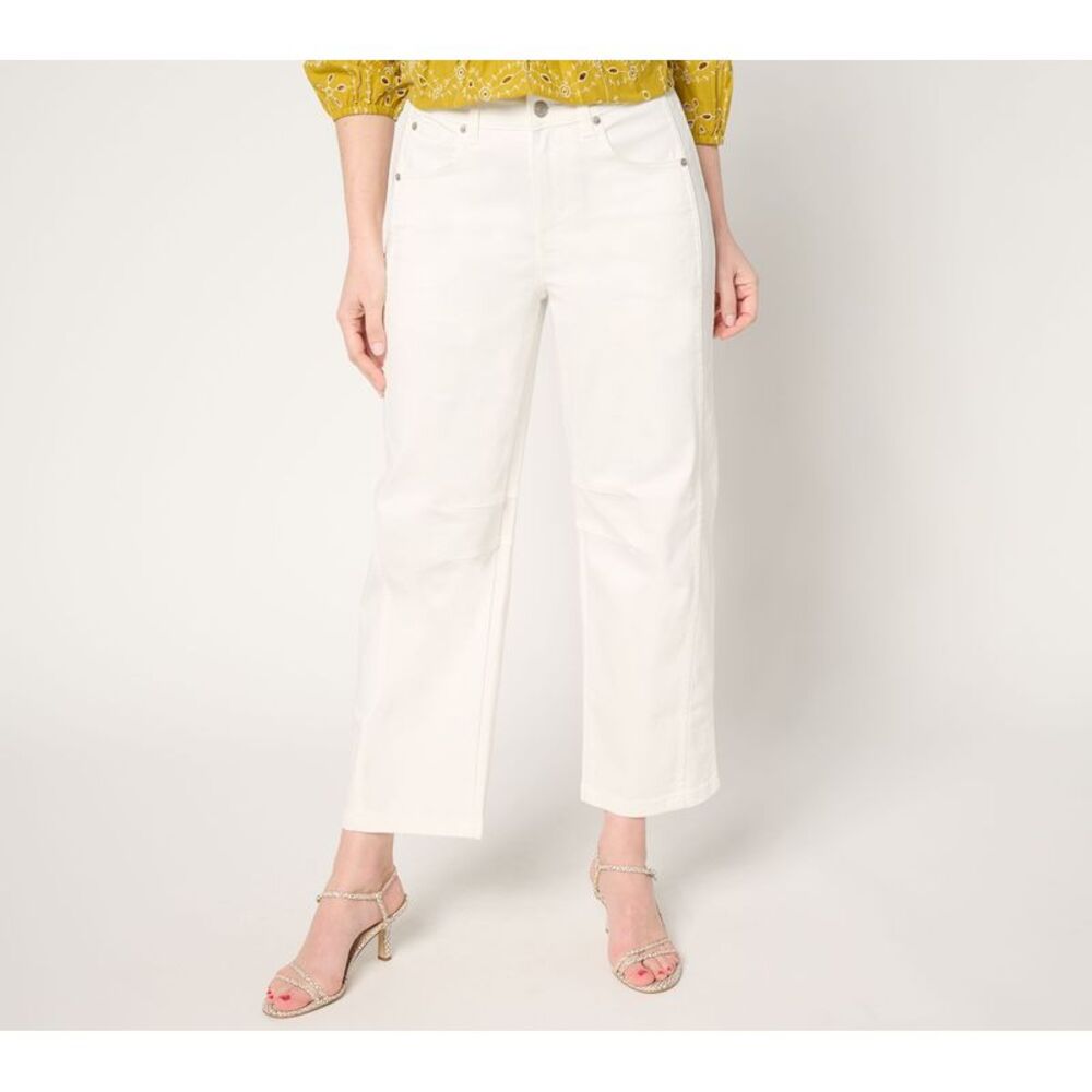 Maya J Women's Pants Sz 14 Ankle Jean Knee Darts White A689565